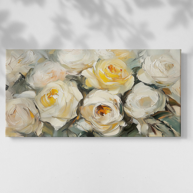 Botanical Series-CCX- Toile tendue avec châssis tendue, prête à être accrochée, H 21 po x l 41 po, Doré