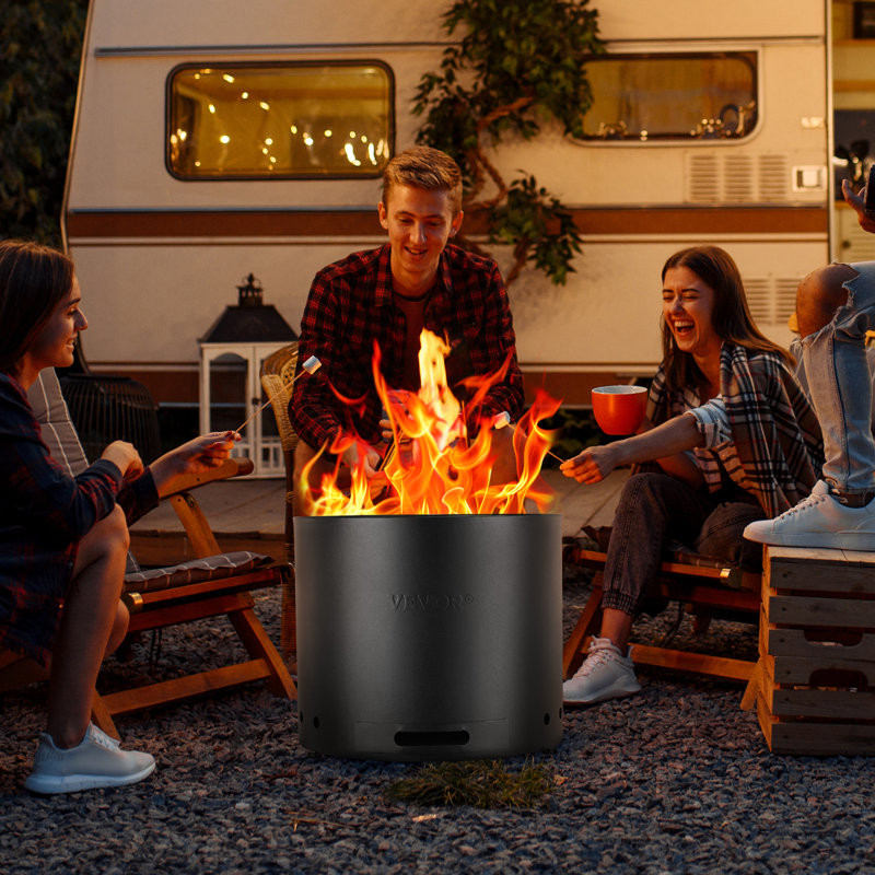 Round Smokeless Outdoor Fireplace, 43.2cm H x 50.8cm W x 53.3cm D