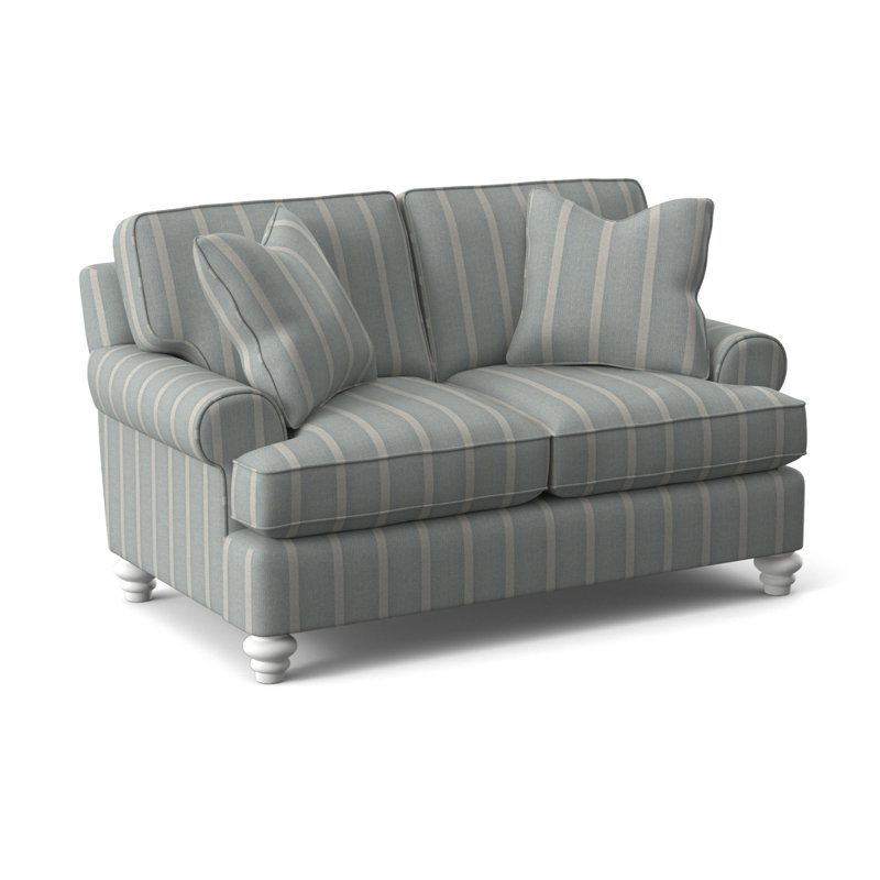 Lowell Upholstered 60'' Loveseat, Light Blue and White Stripe; 0256-54, Mineral