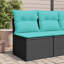 Chaise de patio en rotin noir sans accoudoirs avec coussins Ebern Designs