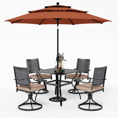 4 - Person Patio Dining Set with Square Table , Cushions Included