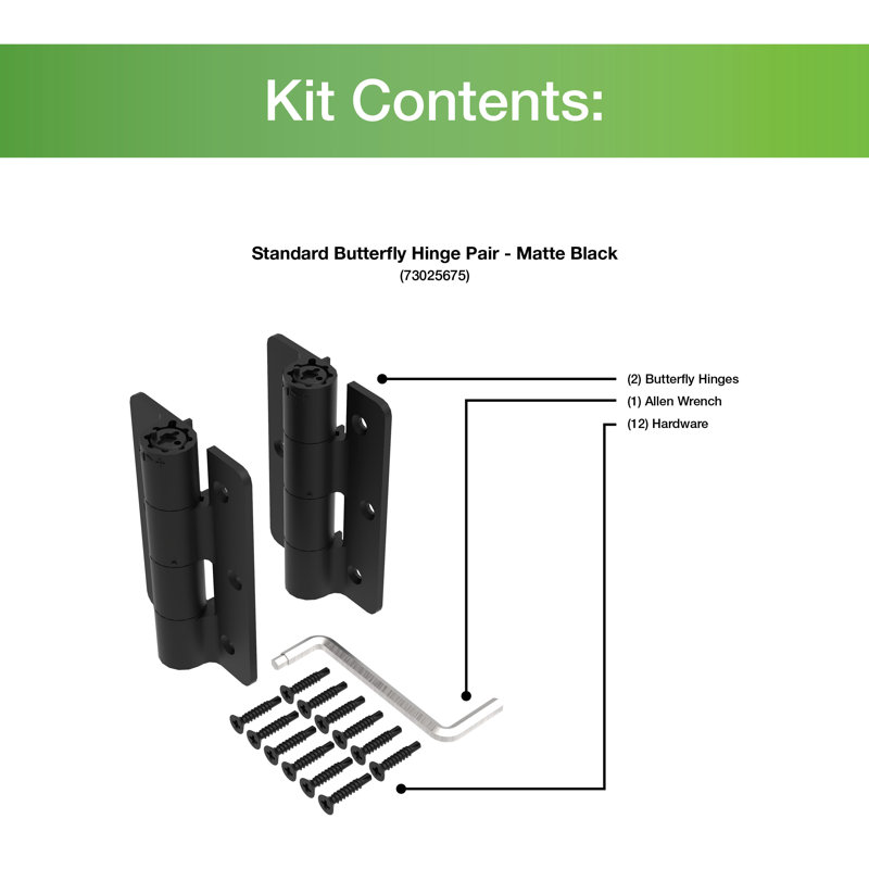 Matte Black Self-Closing Butterfly Gate Hinges with Screws