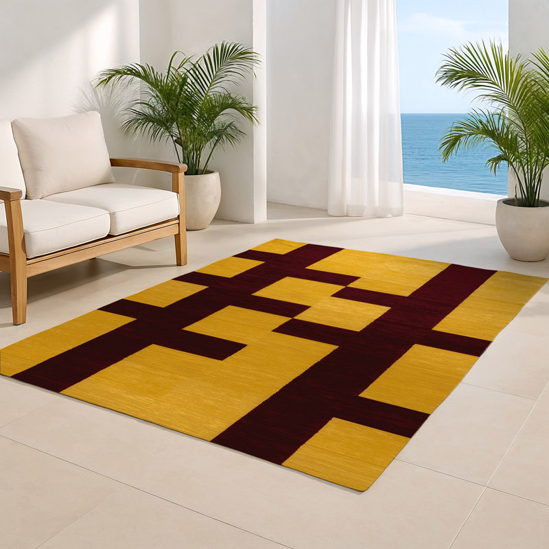 Tapis d'intérieur et d'extérieur à carreaux rouge, Rectangulaire 2 pi x 3 pi