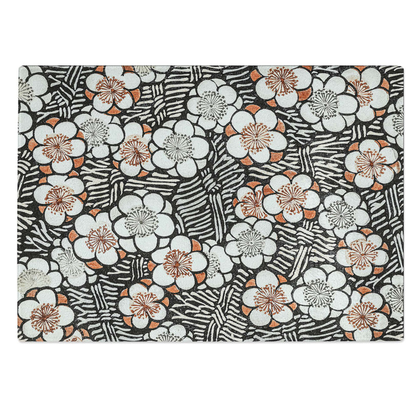 Glass Floral Pattern by Watanabe Seitei Chopping Board, 39 cm W x 28.5 cm L