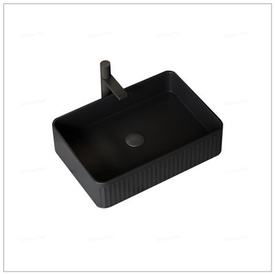 20-Inch Rectangular Striped Vessel Ceramic Bathroom Sink, Easy to Clean with No Water Accumulation