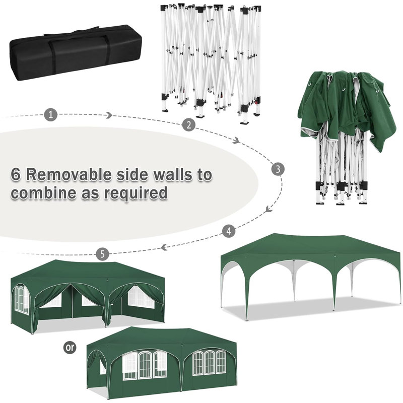 Breyawna 5.83 x 2.93m Metal Party Tent, Green