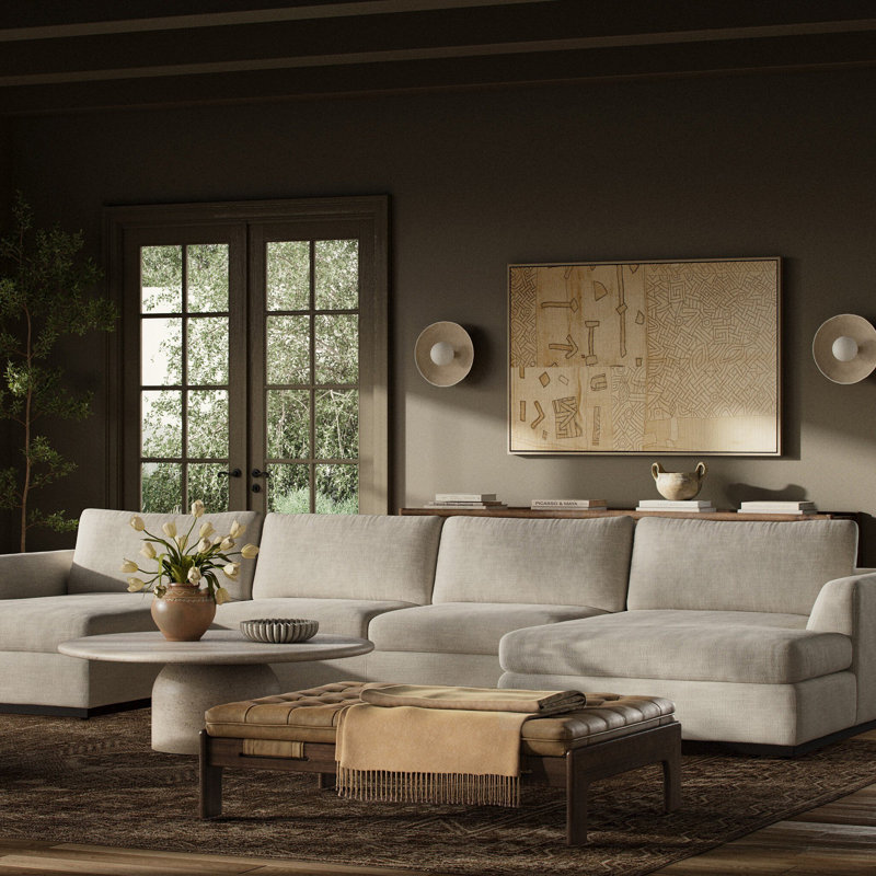 Colt Modular Sectional, Savoy Parchment Polyester Blend