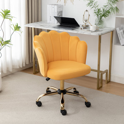 Chaise de bureau pivotante en velours Izdyhaar avec dossier capitonné
