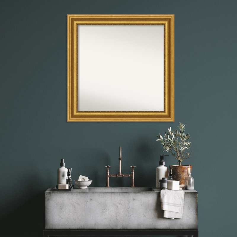Miroir de salle de bain Jashawna, 31,75 po x 31,75 po, Doré