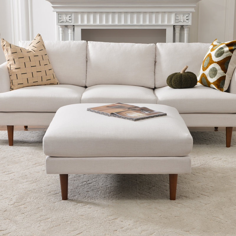 Pouf rembourré Miller 36 po, Ivoire ivoire, 19" H x 36" W x 36" D