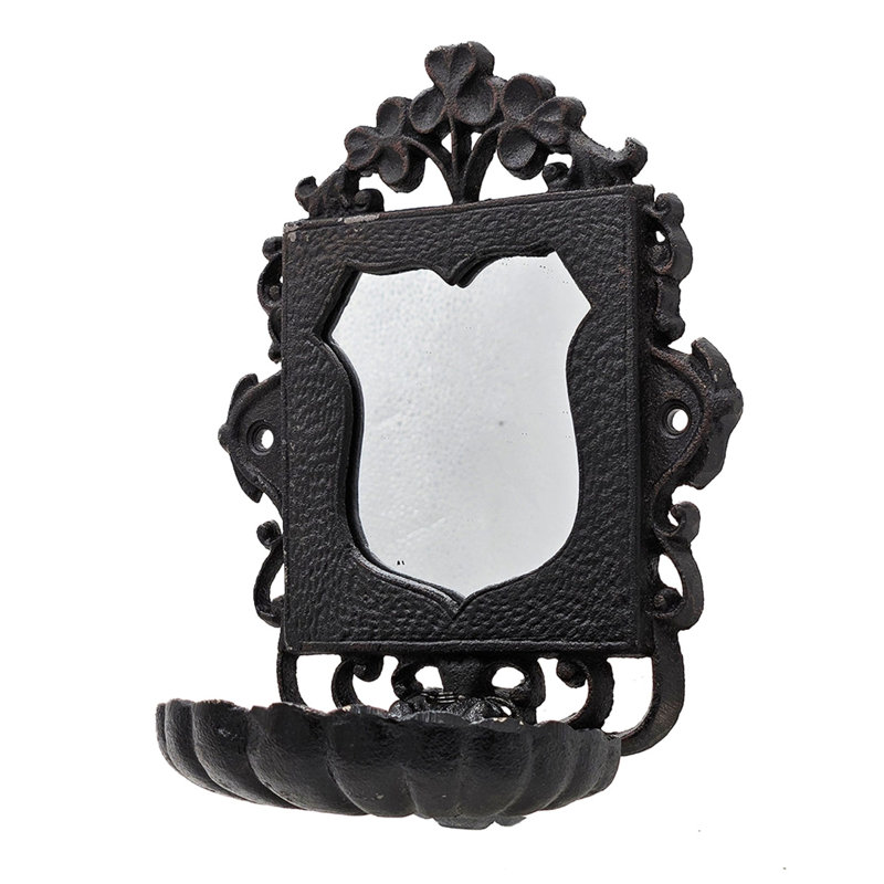 Porte-savon en fonte noir avec miroir