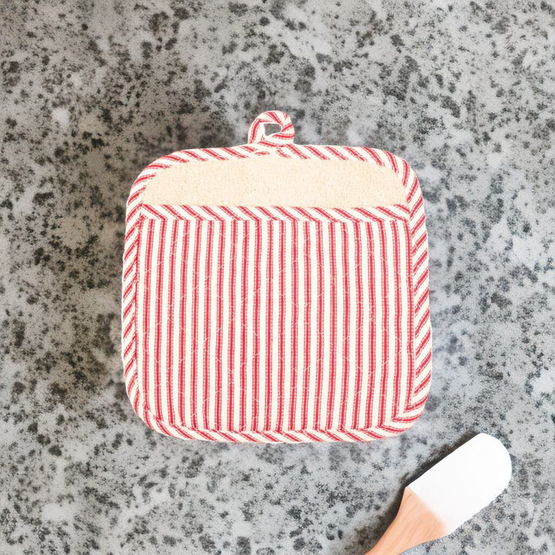 Birch Lane™ Lockland Striped Cotton Potholder, Cherry