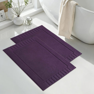 Tapis de bain 100% coton à bordure géométrique 