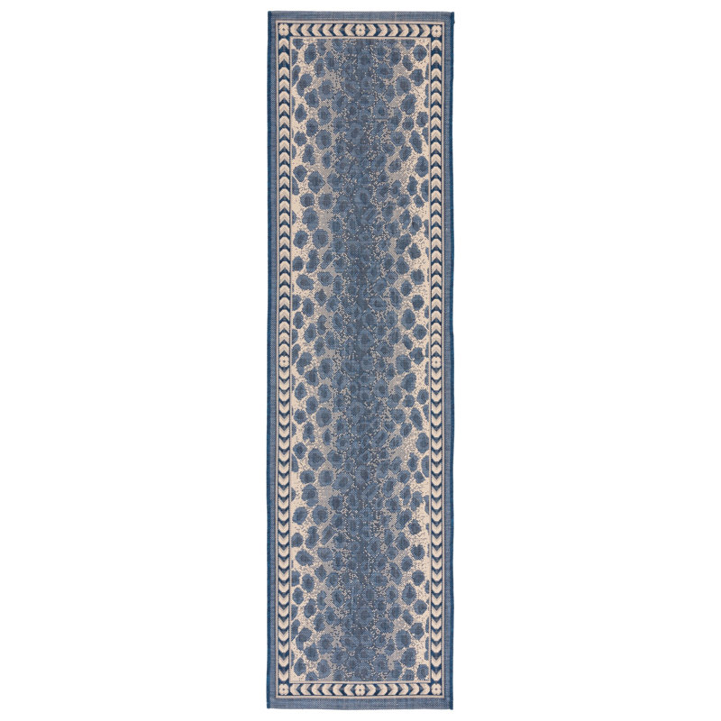 Kasen Animal Print Navy/Beige Indoor / Outdoor Area Indoor/Outdoor Area Rug, Runner 2'3" x 8'