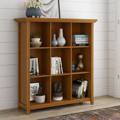 Acadian 44"W Solid Wood 9 Cube Storage Bookcase with Fixed Shelves