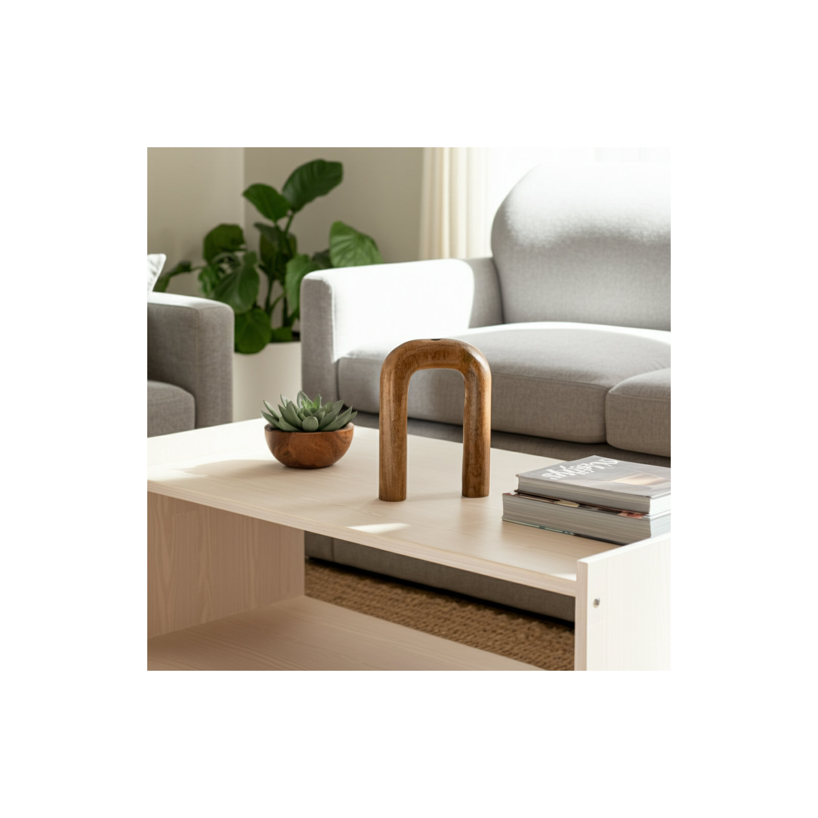 Tamarindo Wood Horseshoe Vase, 11" H x 8" W x 2" D