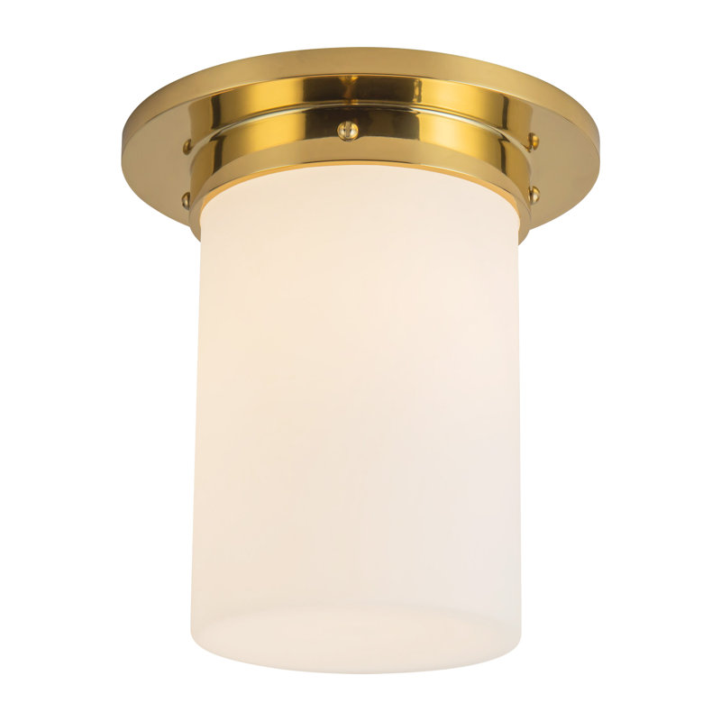Mineral 8-in Brass Flush Mount, Opal Glass, Brass