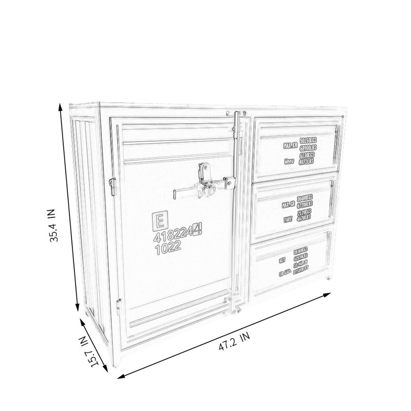Buffet de style industriel avec roulettes