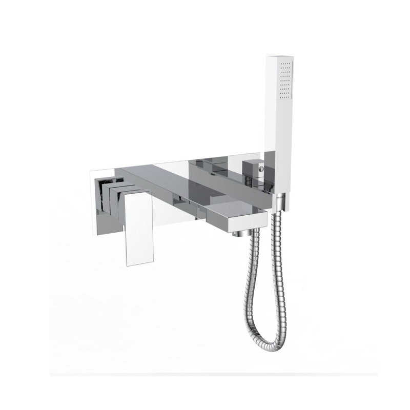 Garniture de douchette de baignoire murale avec inverseur et douchette, Chrome