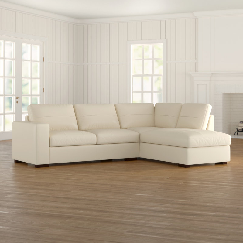 4 Seater Faux Leather Corner Sofa , Right facing, Cream