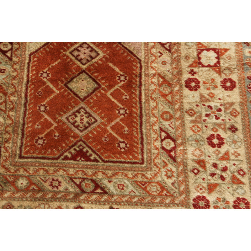 One-of-a-Kind 3'2" X 4'10" 1910s Wool Area Rug in Beige