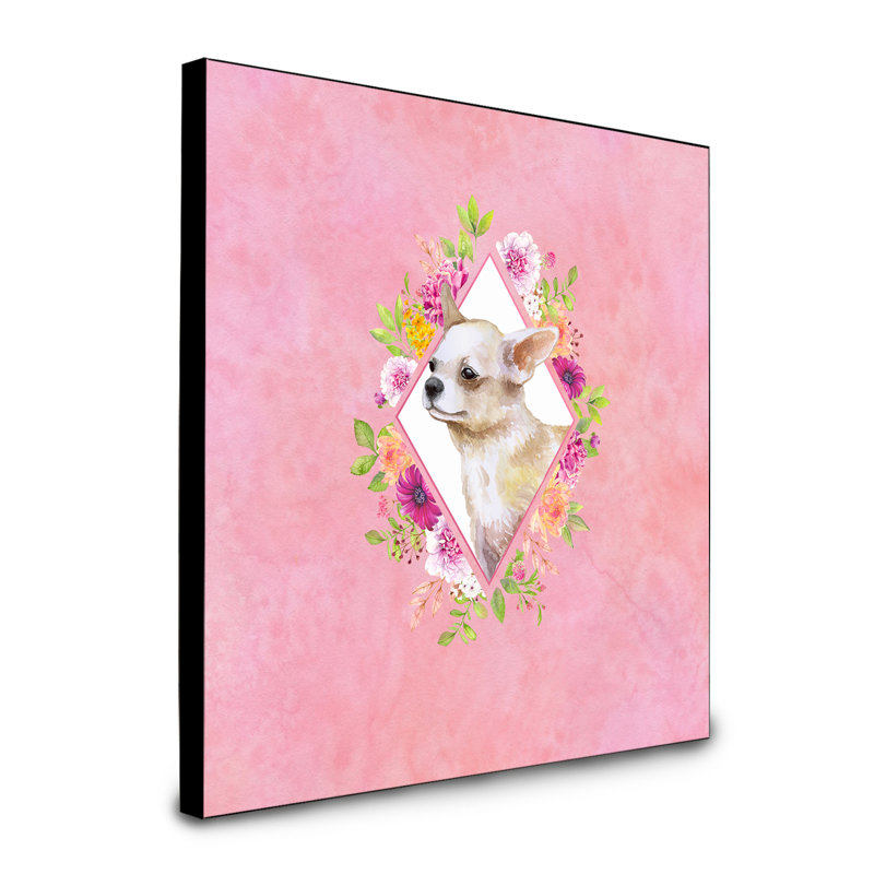 Panneau mural Dollman Flowers, Rose, Chihuahua blanc