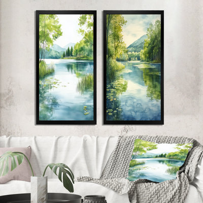 Lumière du lac Spring Lake I - Impression sur toile en 2 pièces - Maison de lac