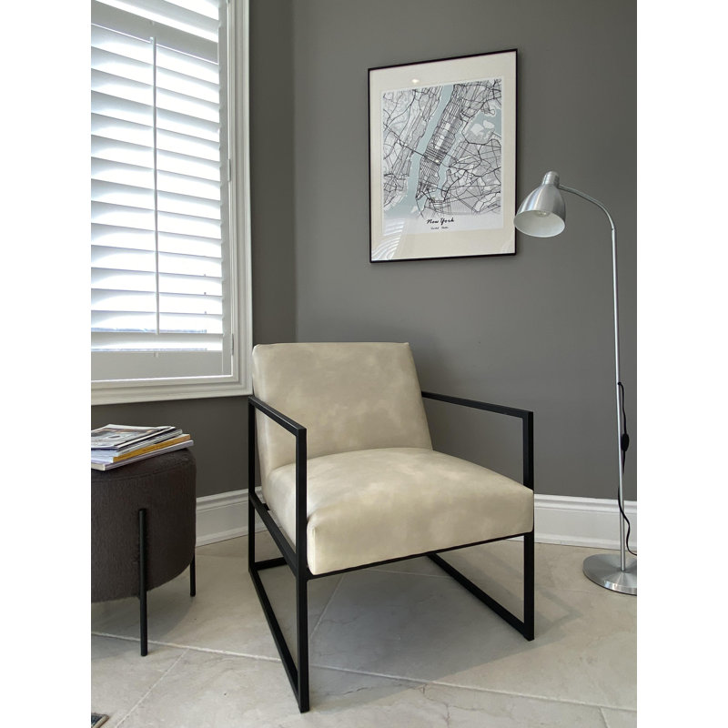 Chaise avec accoudoirs moderne Marilyn, Ivoire