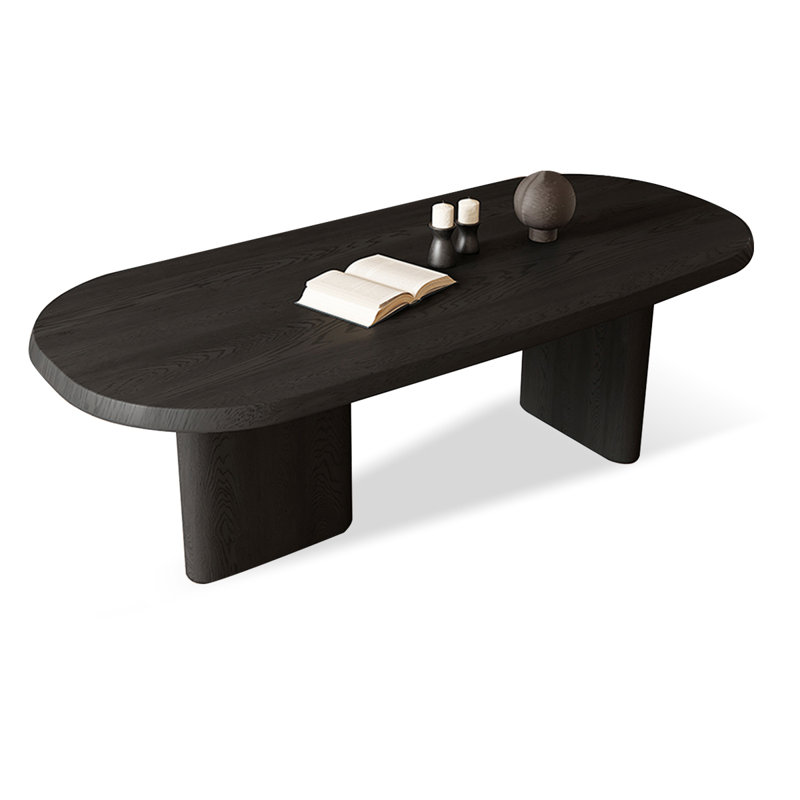 Black Oval Solid Wood Dining Tables, 29.53"H x 86.61"L x 35.43"W