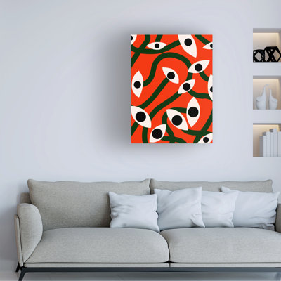 Bolog Little Dean  Evil Eyes Blossom In Red Canvas Art