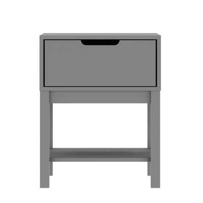 Wooden Night Stand For Kids Bedroom With Storage Drawer And Shelf