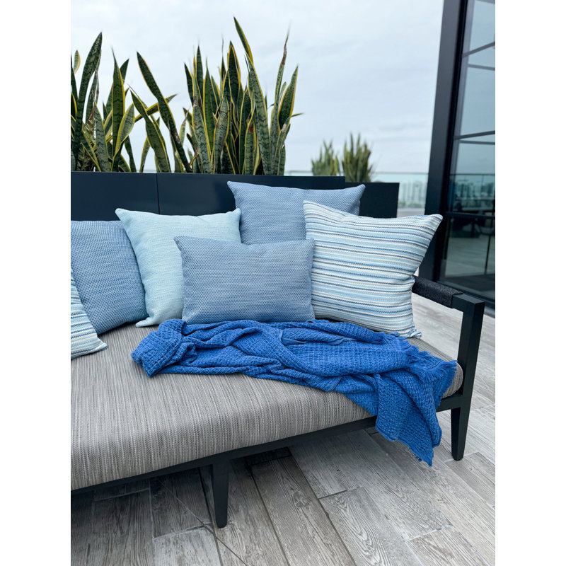 Bay Indoor/Outdoor Pillow Cover & Insert, Deep Sea Blue, Square, 20"H x 20"W