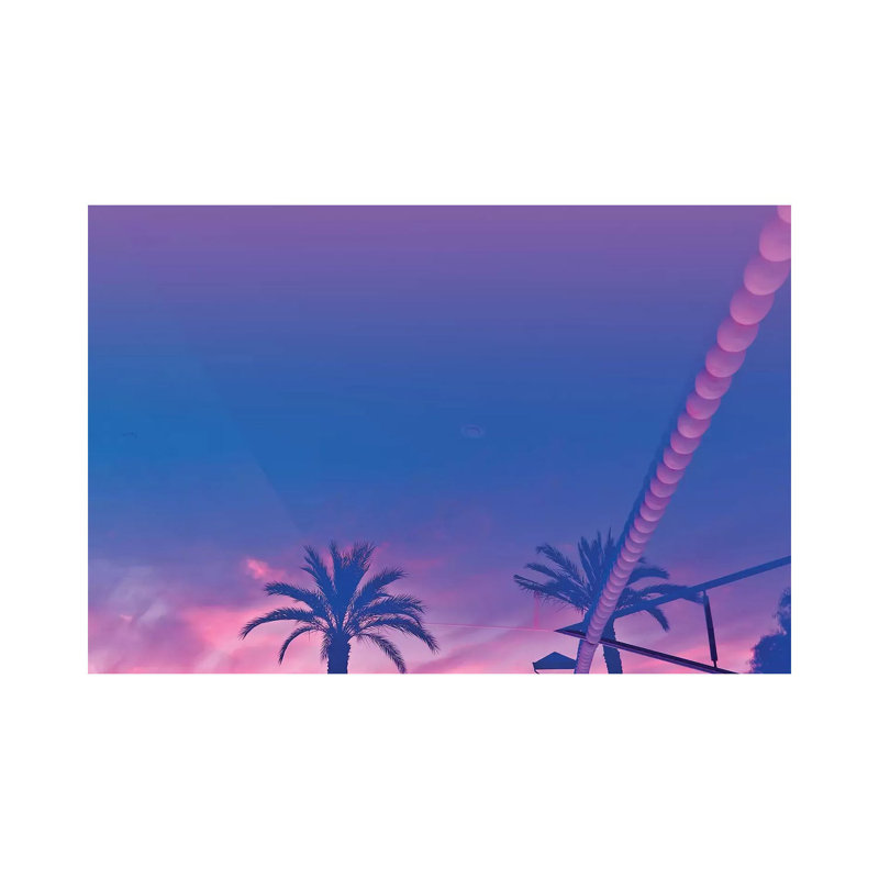 Palms And Sunset With Reverberation by Beli - Wrapped Canvas Print, 20.32 cm H x 30.48 cm W