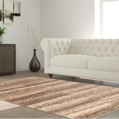 Tapis unique brun / crème en laine nouée à la main de style nouvel âge Indo 4 pi 10 po x 8 pi 1 po Grogan