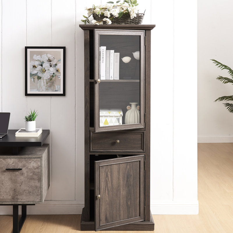 Armoire moderne avec porte vitrée pour la chambre à coucher - Éléments de rangement spacieux et bruns pour diverses pièces