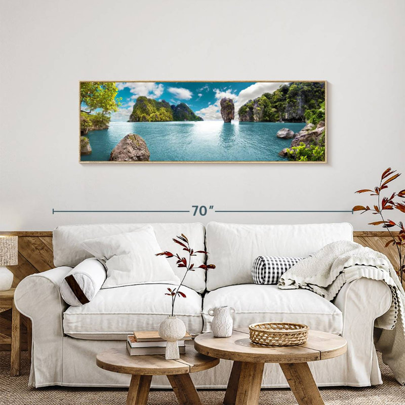 Iconic James Bond Island, Cadre flottant en bois naturel, 57 po x 19 po