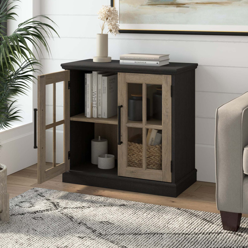 Armoire d'appoint 31 po Arkyn, Hickory rétro noir / brun clair restauré