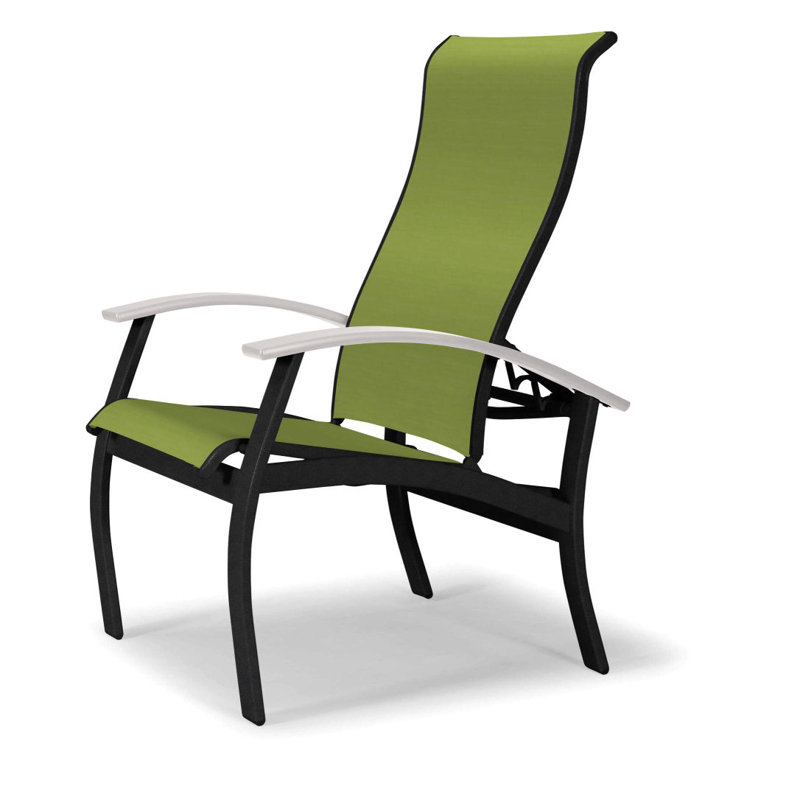 Chaise de patio Askar, Blanc, Lime 38D Sunbrella®, Noir texturé
