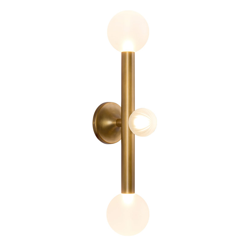 Martinez 3 - Light LED Vanity Light, Vintage Brass/Opal Glass