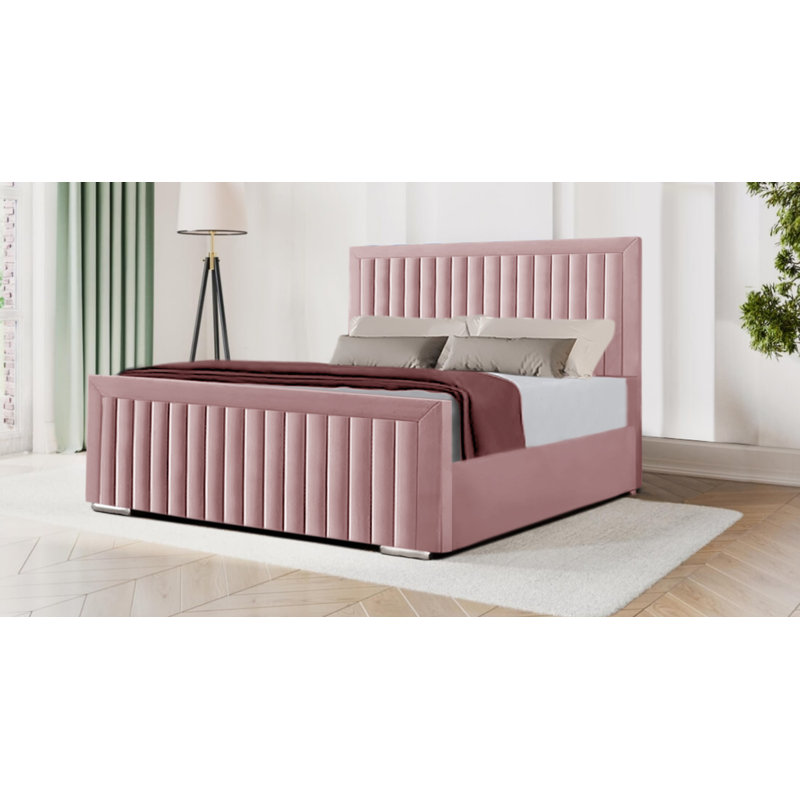 Miyon Upholstered Bed, Small Double (4'), Pink