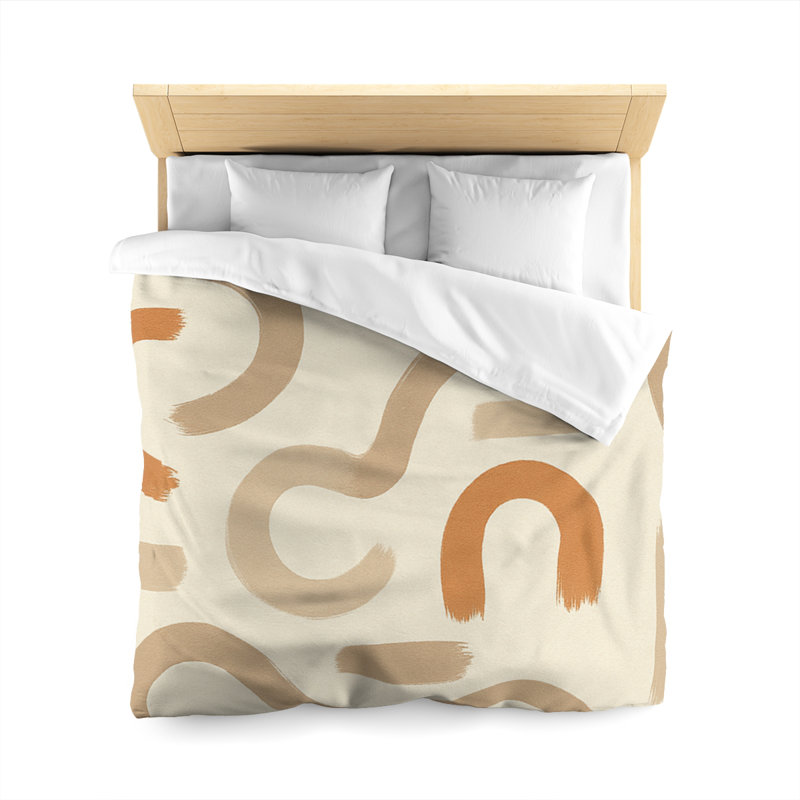 Microfiber Duvet Cover Boho Style, Design 73, Queen Duvet Cover, White