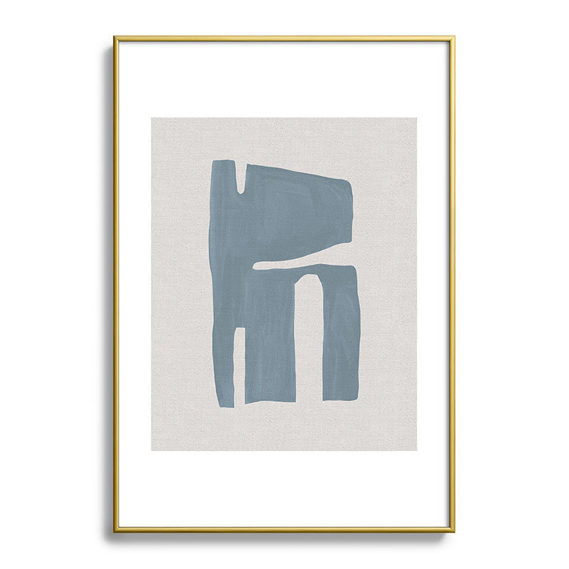 Mid Century Blue II, encadré sur papier, Or, H 19 po x l 13 po