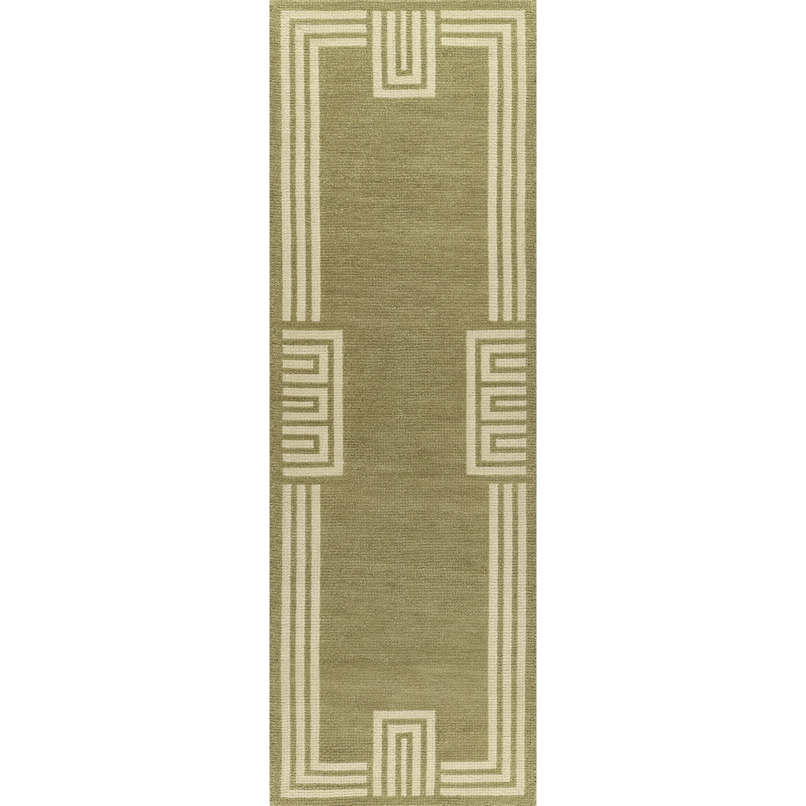 Theresa Geometric Hand Woven Wool Green Area Rug 5' X 8', 2'6" X 8' Runner