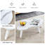 Table basse moderne et minimaliste en imitation marbre blanc. Pieds de bureau en bois massif peints à la bombe