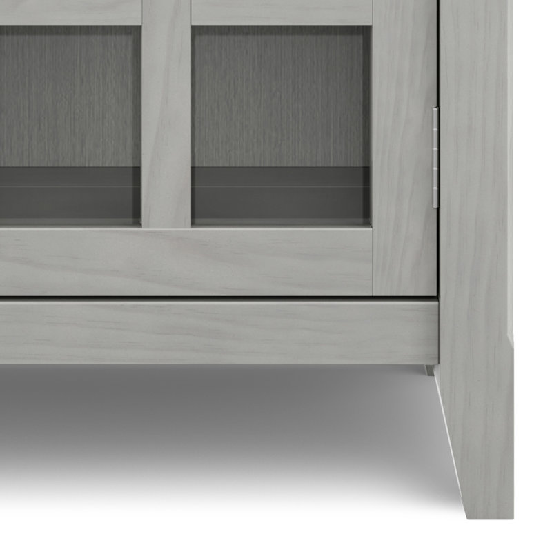 Fog Grey Solid Wood Transitional Storage Cabinet with Adjustable Shelving