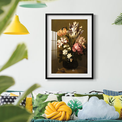 Motif floral rétro - impression encadrée