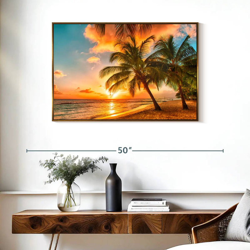 Barbados Island, Floating Frame Gold, 37" X 25"