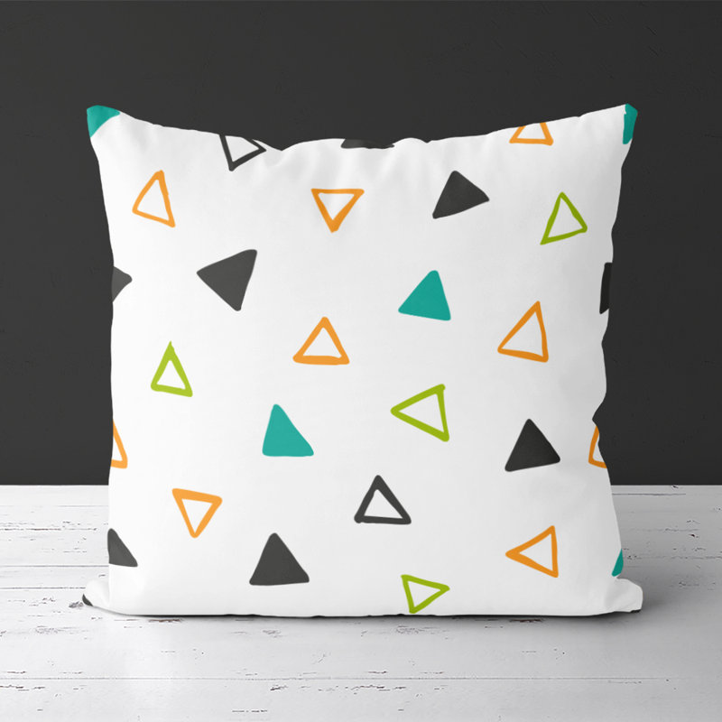 Housse de coussin carré et insert, Bleu / orange / vert