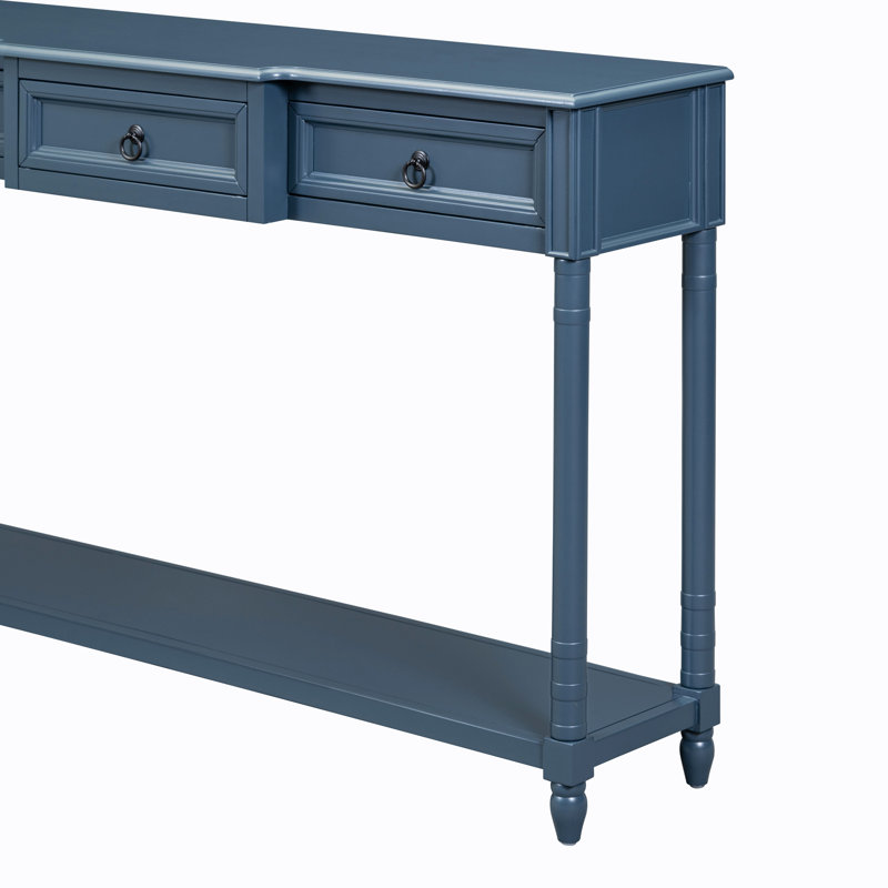 Console de 52 po Ingber, table d'entrée, table de couloir avec tiroirs saillants et longue tablette Ingber, Bleu marine