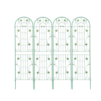 Paquet de 4 treillis de jardin en métal - Support pour plantes d'extérieur antirouille avec motif floral pour grimpants et fleurs